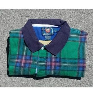 Vintage 90s Chaps Ralph Lauren Striped Polo T-Shirt Blue Large VTG Nineties